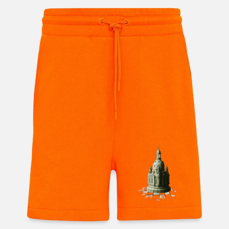 Low Poly Schach Dame Frauenkirche - Shorts - made by SPREAD - SUNSET ORANGE