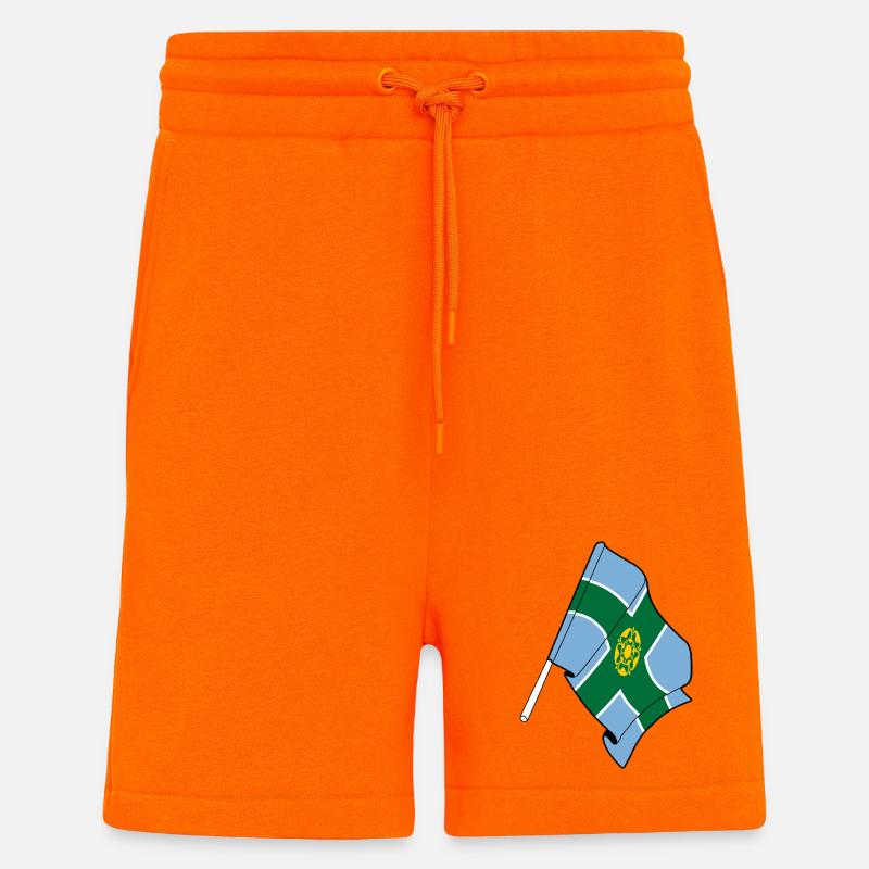 Drapeau du Derbyshire - Short bio décontracté fabriqué en UE - SUNSET ORANGE