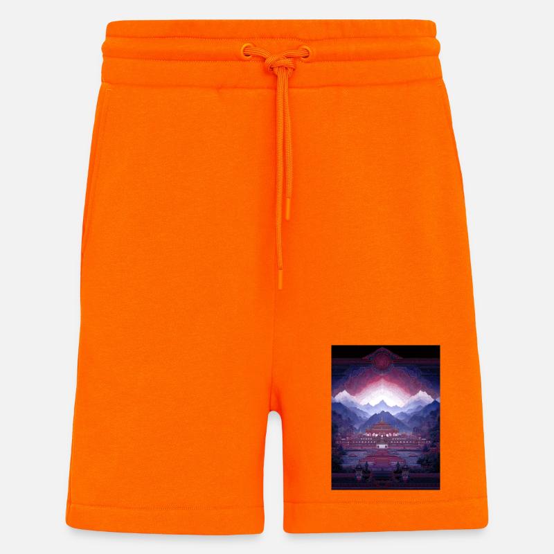 Psy Art - Pagode in Berglandschaft - Shorts - made by SPREAD - SUNSET ORANGE