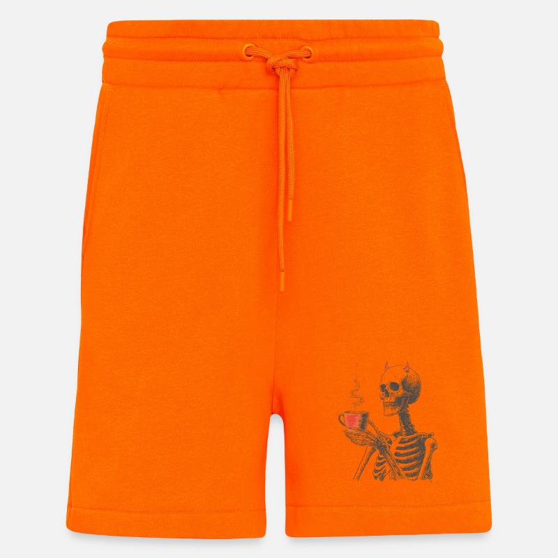 Devilish Coffee Skeleton - Shorts - made by SPREAD - SUNSET ORANGE