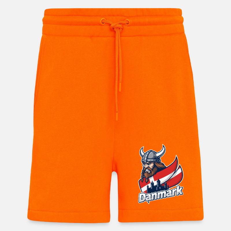 Emblème viking du Danemark - Short bio décontracté fabriqué en UE - SUNSET ORANGE