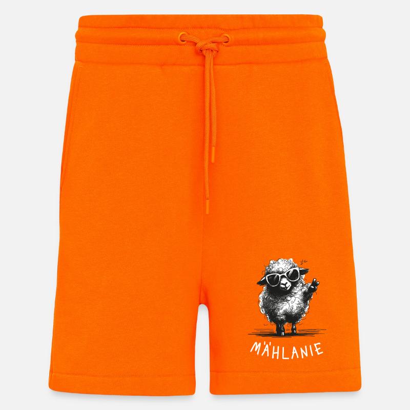 Mählanie – Funny pun with sheep Melanie - Shorts - made by SPREAD - SUNSET ORANGE