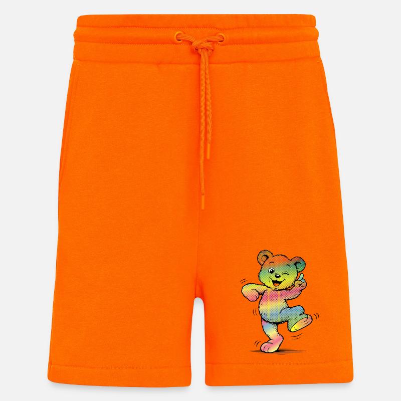 Bunter Cartoon Bär Regenbogen Neon Style  - Shorts - made by SPREAD - SUNSET ORANGE