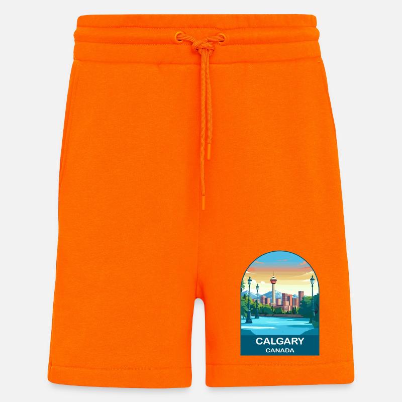 Calgary Canada Tower & Berge Reisekunst - Shorts - made by SPREAD - SUNSET ORANGE
