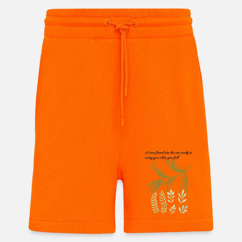 Leaf Embrace: Ehrliche Freundschaftszitat - Shorts - made by SPREAD - SUNSET ORANGE