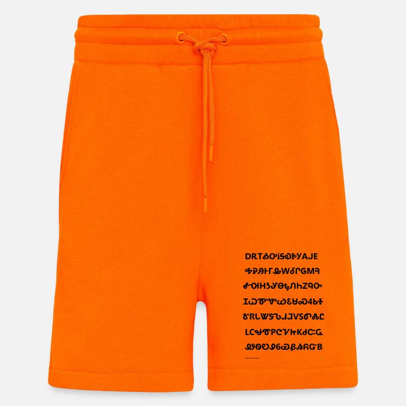Cherokee Syllabary (black) - Shorts - made by SPREAD - SUNSET ORANGE