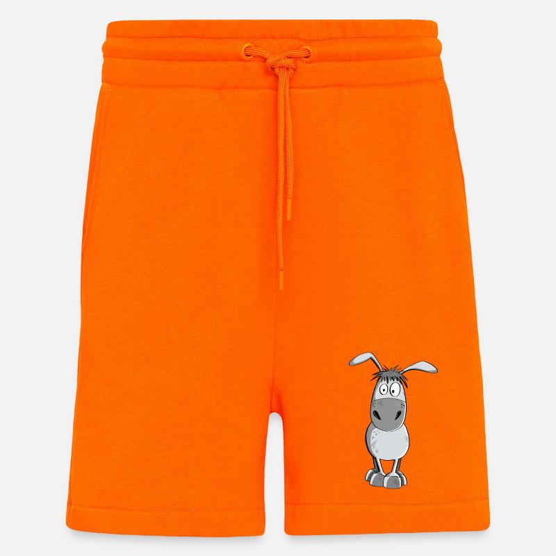 Funny Grey Donkey - Animaux - Comic - Short bio décontracté fabriqué en UE - SUNSET ORANGE