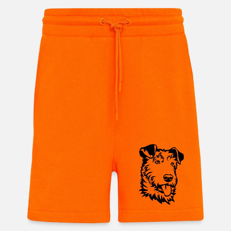Tête de terrier irlandais - Short bio décontracté fabriqué en UE - SUNSET ORANGE