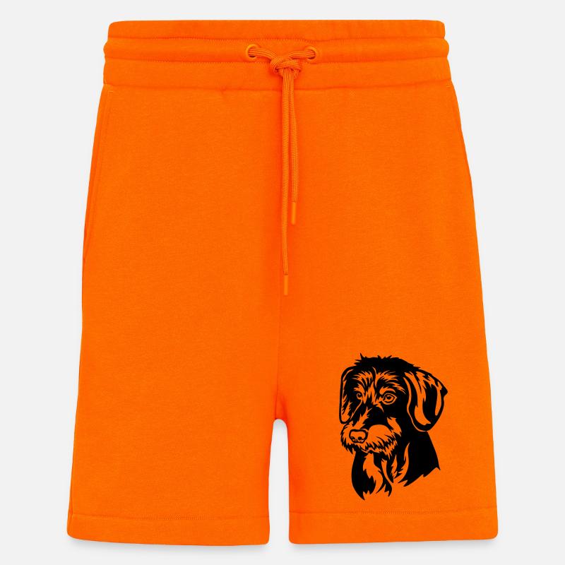 Tête de teckel - Short bio décontracté fabriqué en UE - SUNSET ORANGE