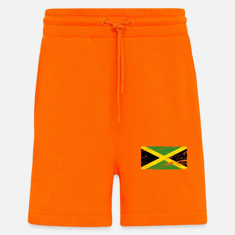 Drapeau de la Jamaïque - Short bio décontracté fabriqué en UE - SUNSET ORANGE