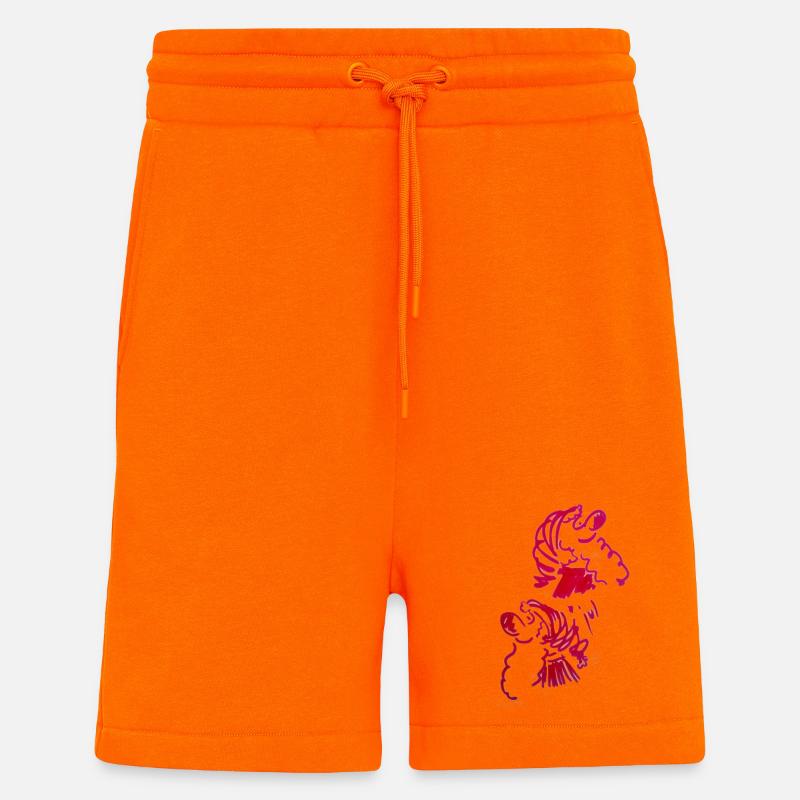 Deux pères Noël dessinés - Short bio décontracté fabriqué en UE - SUNSET ORANGE