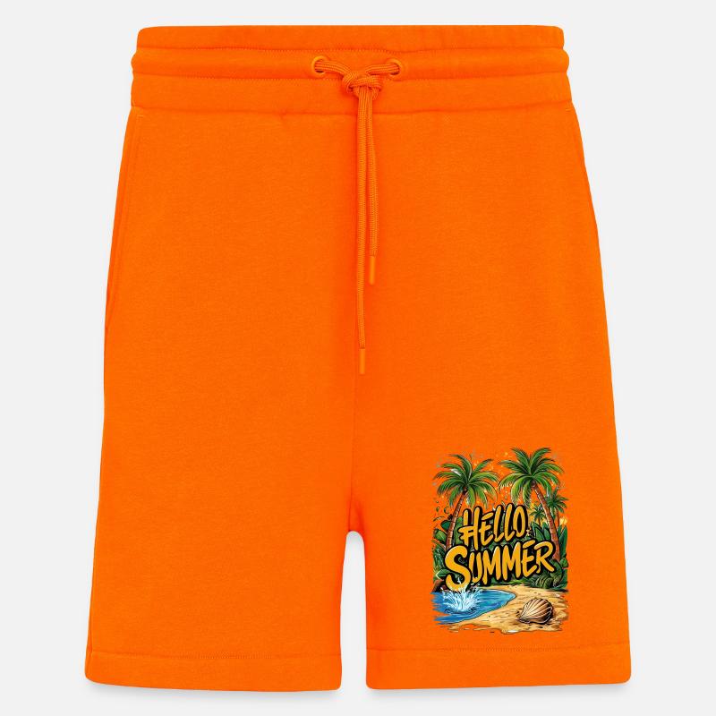 Scène de plage tropicale d’été - Short bio décontracté fabriqué en UE - SUNSET ORANGE