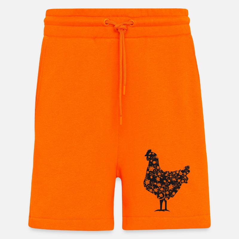Huhn mit floralem Muster - Shorts - made by SPREAD - SUNSET ORANGE