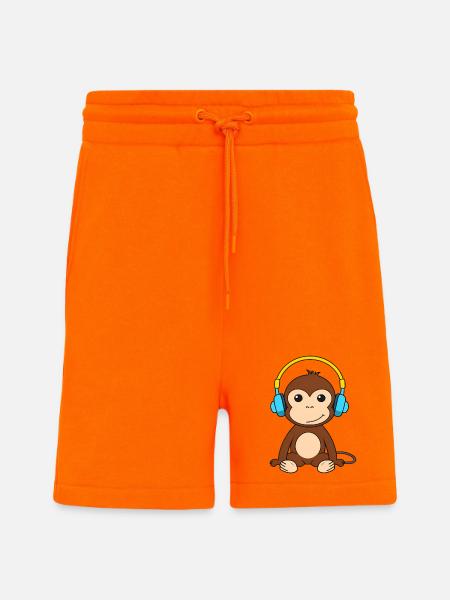 Singe mignon avec conception de casque - Short bio décontracté fabriqué en UE - SUNSET ORANGE