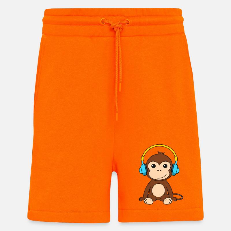 Cute Monkey with Headphones Design - Shorts - made by SPREAD - SUNSET ORANGE
