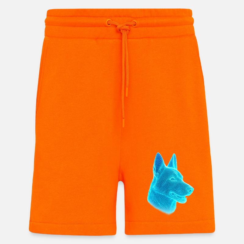 Neonwolf Kopf Netzkunst - Shorts - made by SPREAD - SUNSET ORANGE