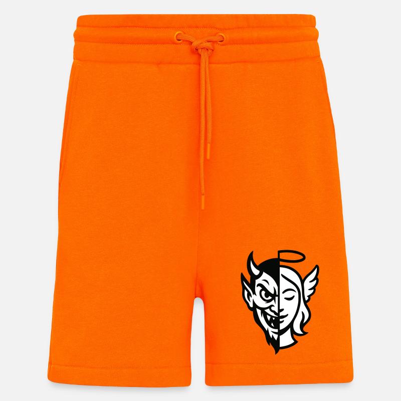 Split Face Dämon Engel - Shorts - made by SPREAD - SUNSET ORANGE