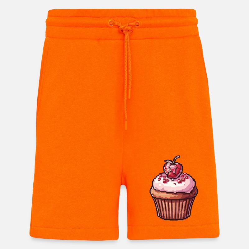 Cupcake Pixel Rétro - Short bio décontracté fabriqué en UE - SUNSET ORANGE