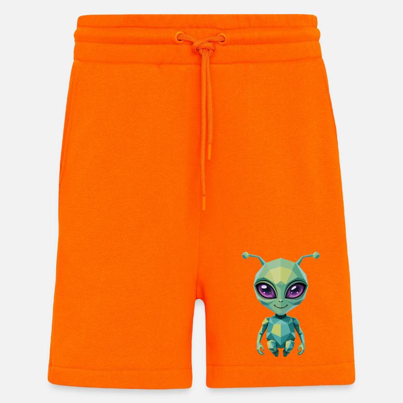 Alien - Cool Low Poly  Logo - Short bio décontracté fabriqué en UE - SUNSET ORANGE