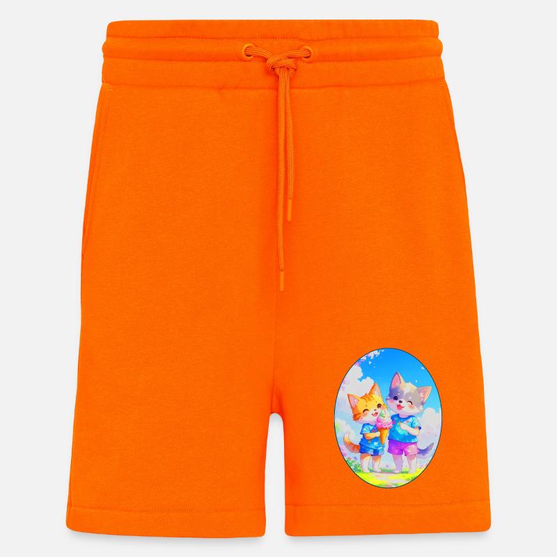 Kätzchen, Hündchen & Eiscreme (Oval) - Shorts - made by SPREAD - SUNSET ORANGE