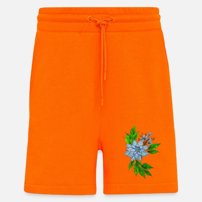 Blaues Wasserfarben-Blütenbouquet - Shorts - made by SPREAD - SUNSET ORANGE