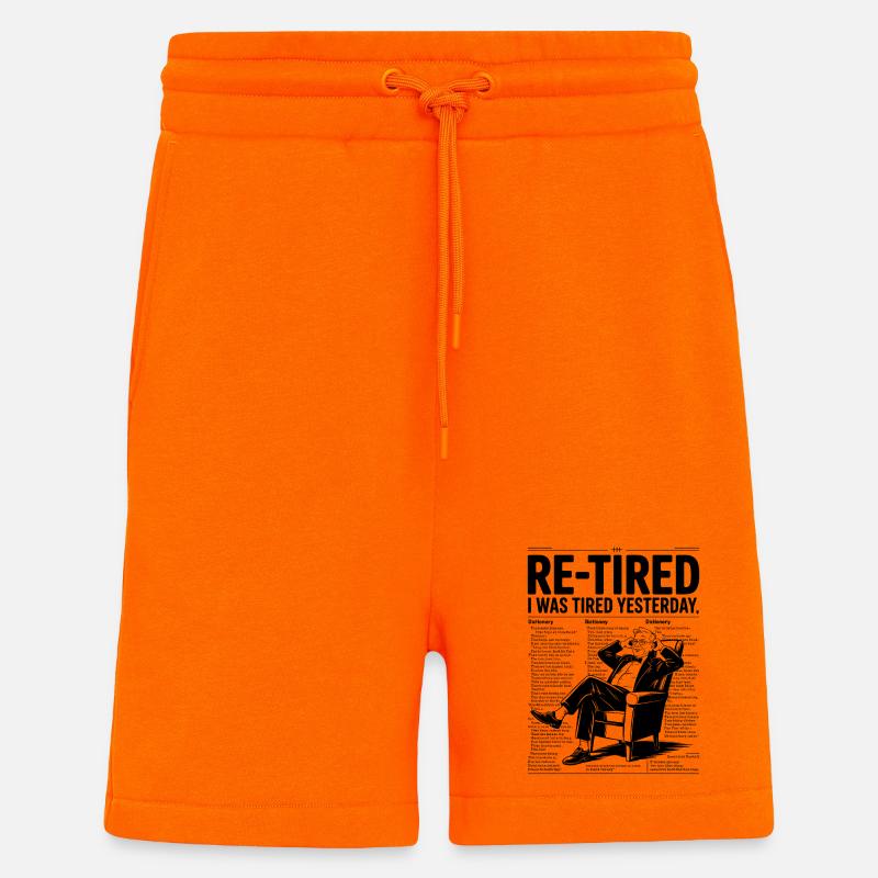 Re-fatigué J’étais fatigué hier - Short bio décontracté fabriqué en UE - SUNSET ORANGE