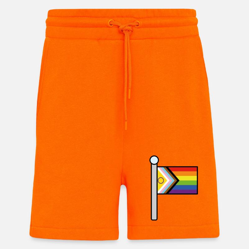Inclusive Progress Pride flag pole - Shorts - made by SPREAD - SUNSET ORANGE
