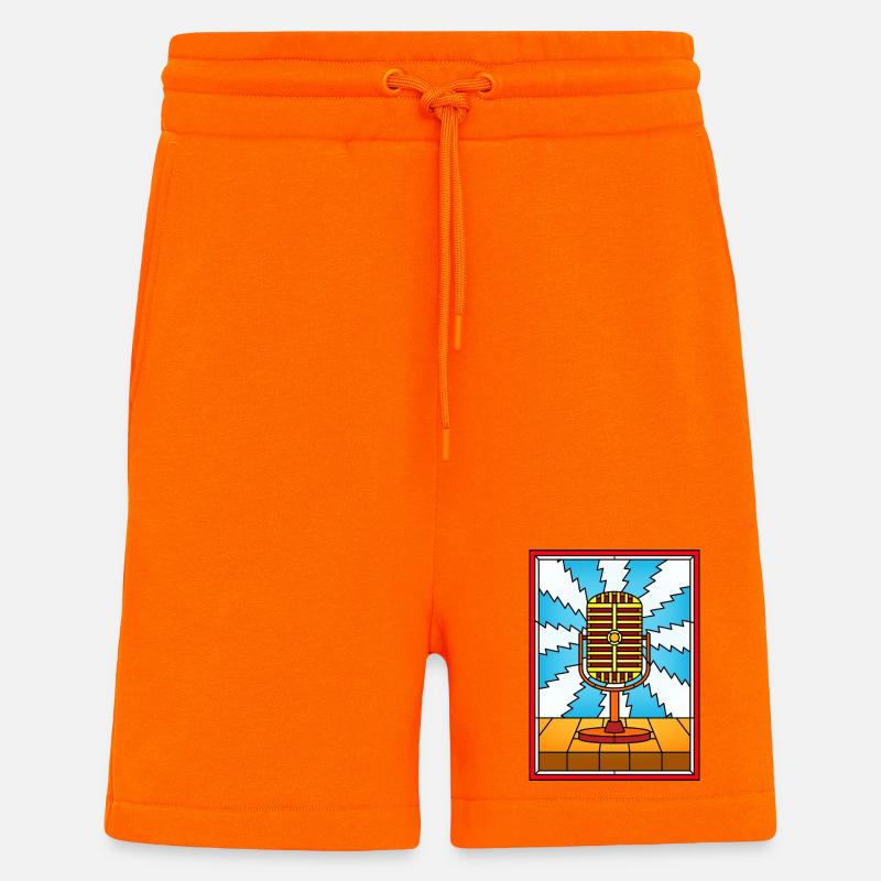 Vitrail Rétro Microphone - Short bio décontracté fabriqué en UE - SUNSET ORANGE