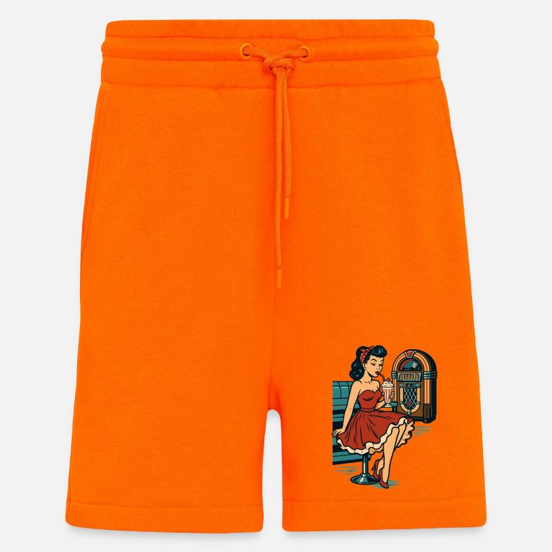 Rockabilly 50er Diner Milchshake Jukebox Retro  - Shorts - made by SPREAD - SUNSET ORANGE