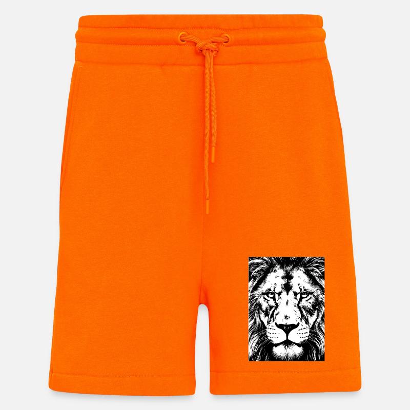 Regard de Lion Intense Puissance - Short bio décontracté fabriqué en UE - SUNSET ORANGE