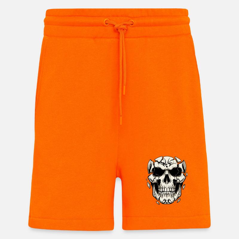 Splitternder Schädel – Gothic Grafik - Shorts - made by SPREAD - SUNSET ORANGE