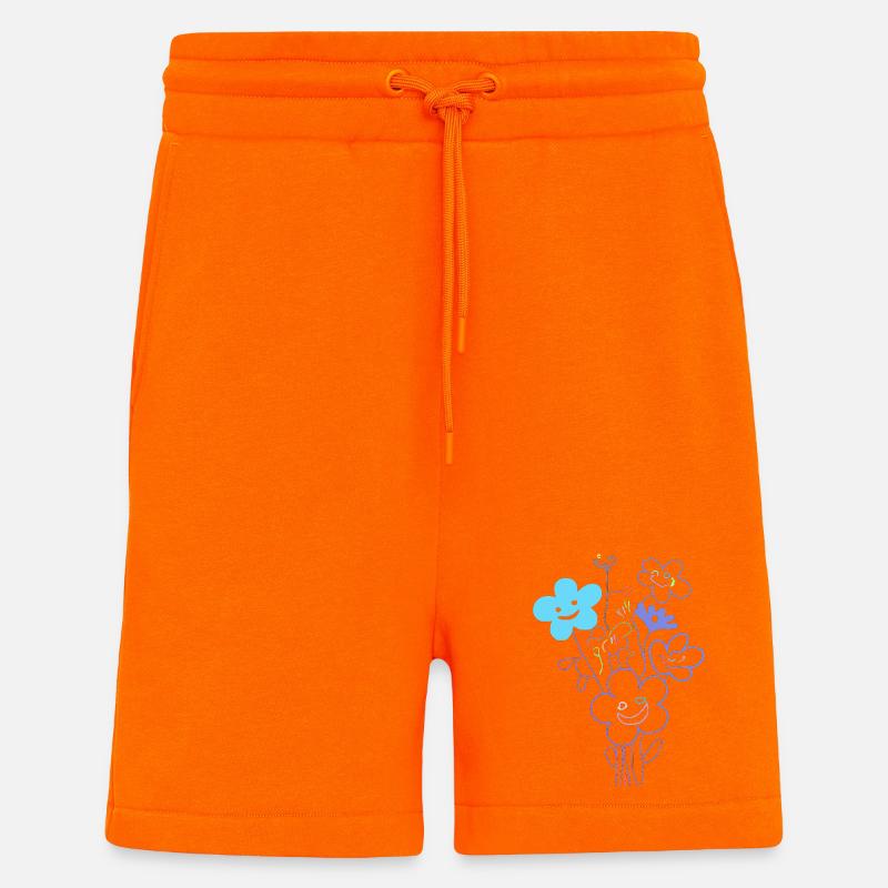Fröhliche Blumen mit Neonlinien - Shorts - made by SPREAD - SUNSET ORANGE