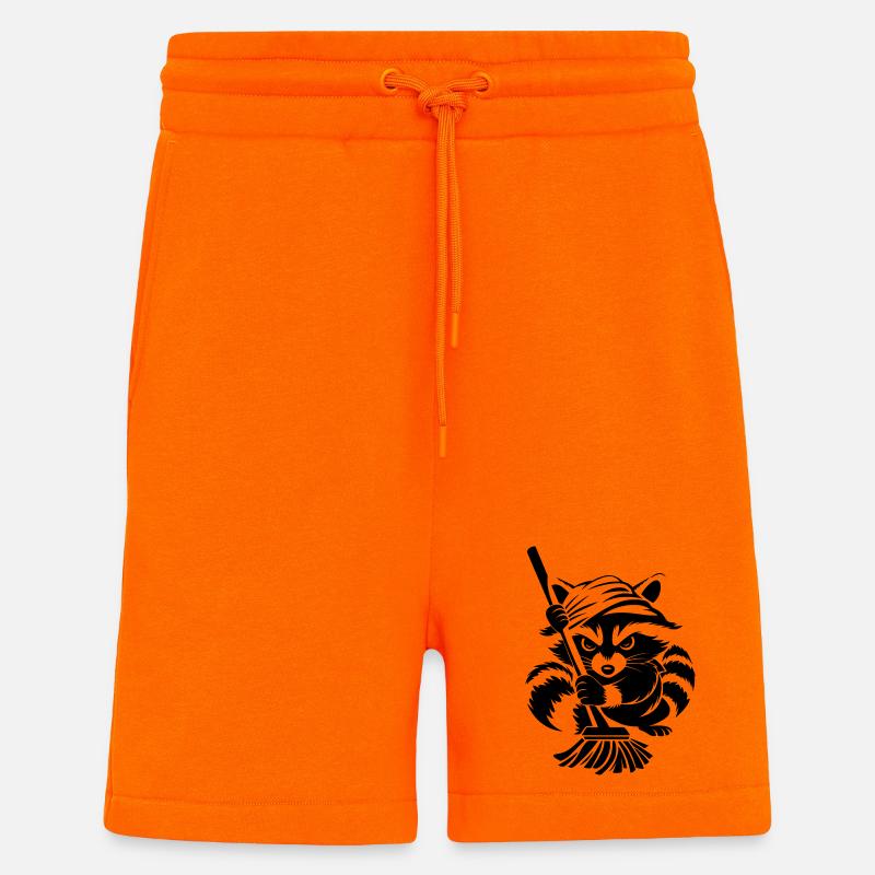 Procione con asciugamano e mocio - Pantaloncini ecologici casual Made in UE - SUNSET ORANGE