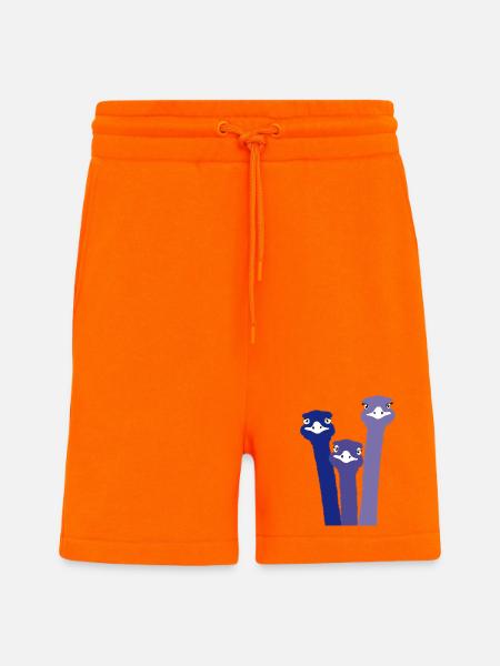 Nandu, Straußenkopf, Emu, Strauß - Shorts - made by SPREAD - SUNSET ORANGE