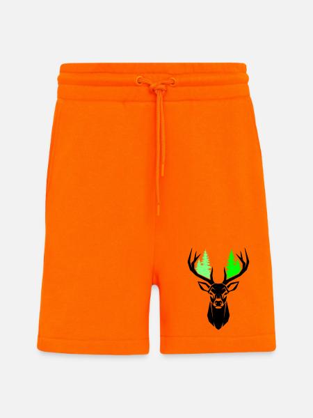 Deer Head Fir Trees Natural Green - Shorts - made by SPREAD - SUNSET ORANGE