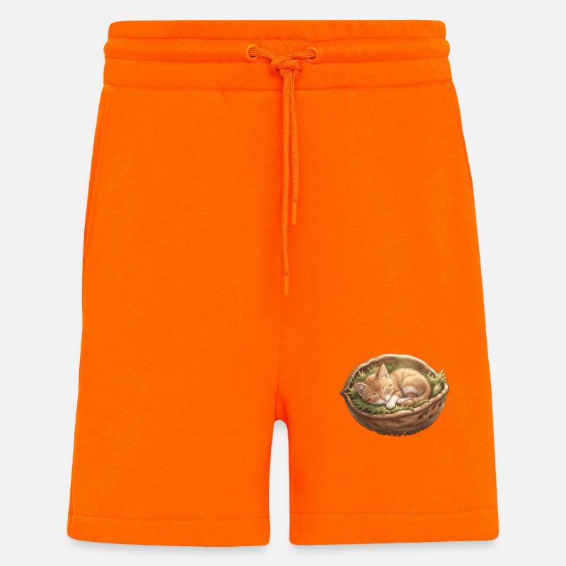 Chaton nid endormi - Short bio décontracté fabriqué en UE - SUNSET ORANGE