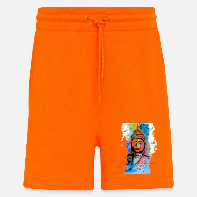 Puissance silencieuse du Bouddha - Short bio décontracté fabriqué en UE - SUNSET ORANGE