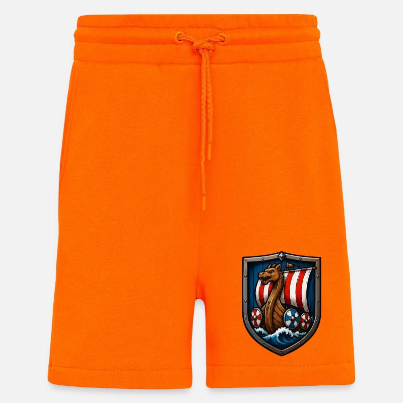 Wikinger Drachenboot Schild - Shorts - made by SPREAD - SUNSET ORANGE