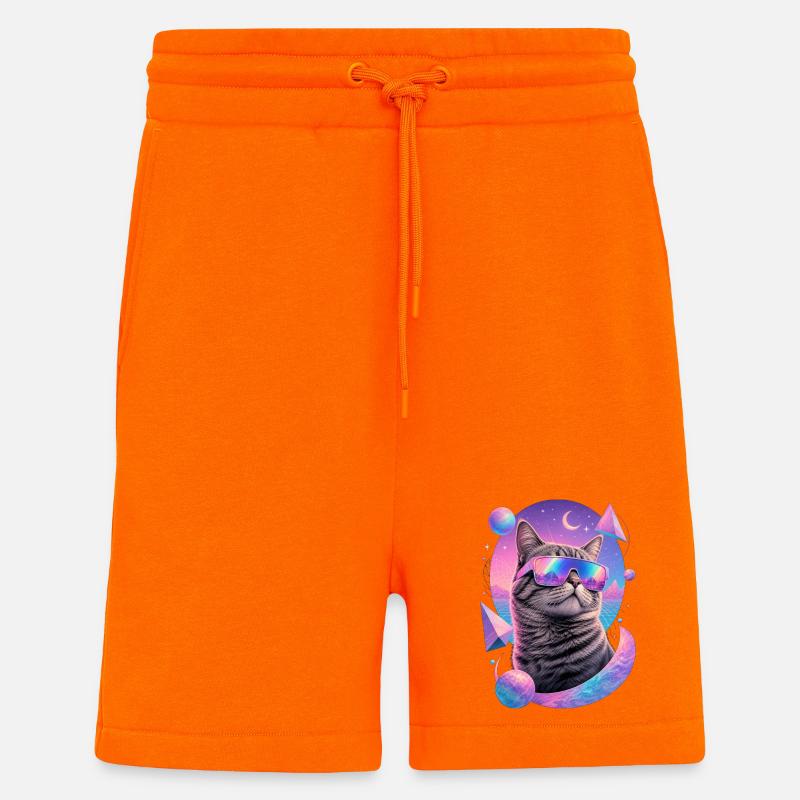 Katzen-Neon-Astralbrille - Shorts - made by SPREAD - SUNSET ORANGE
