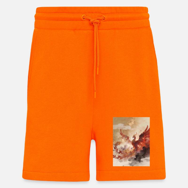 L'Apothéose du Phénix : Harmonie Cosmique - Short bio décontracté fabriqué en UE - SUNSET ORANGE
