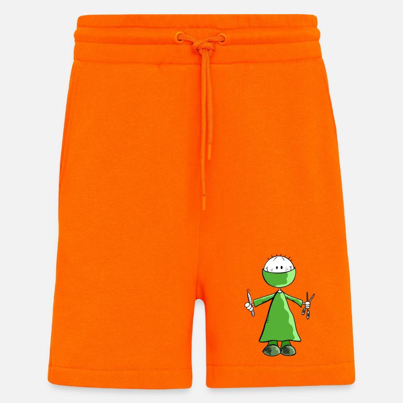 Chirurgien vert Strichmänchen - chirurgie - Chirurgie - Short bio décontracté fabriqué en UE - SUNSET ORANGE