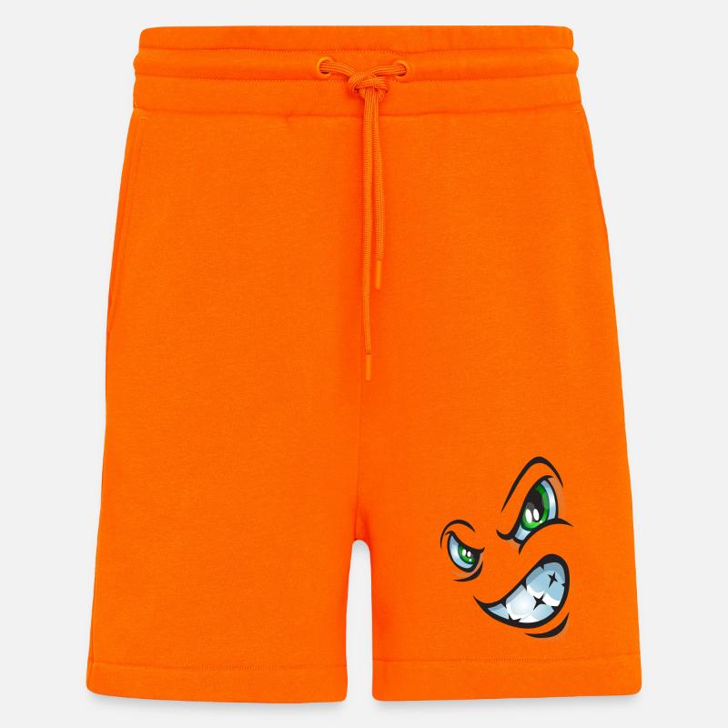 Visage de bande dessinée en colère - Short bio décontracté fabriqué en UE - SUNSET ORANGE