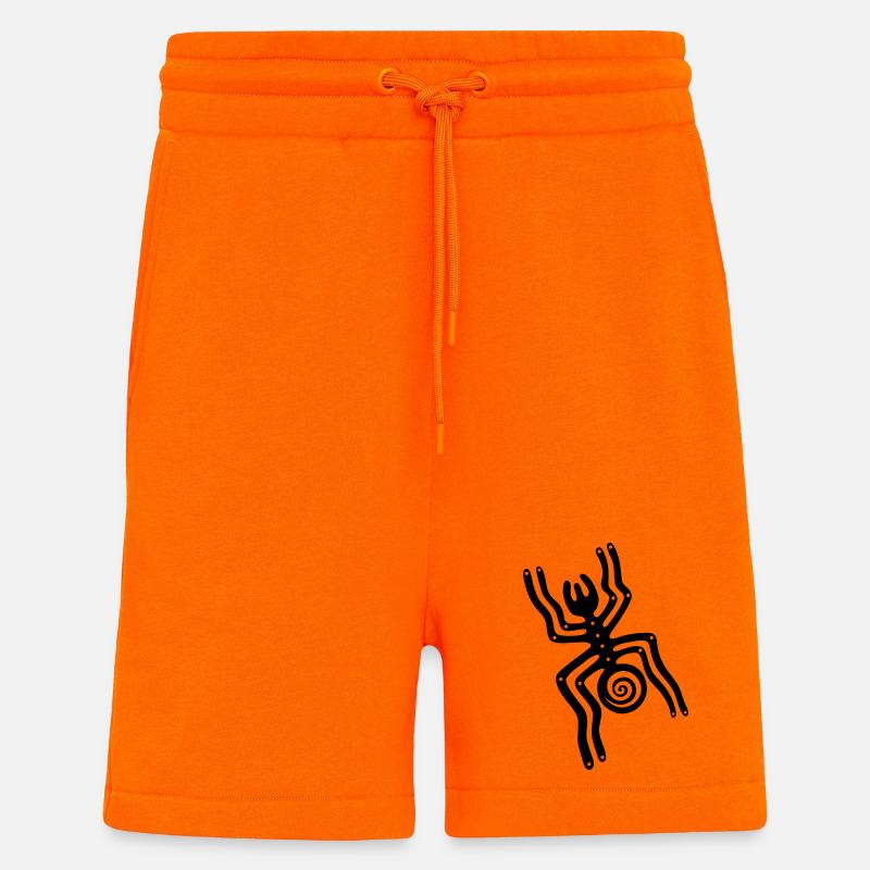 Les lignes de Nazca, l'araignée - Short bio décontracté fabriqué en UE - SUNSET ORANGE