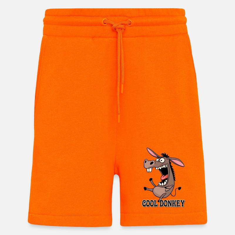 Impression de dessin animé drôle d’âne - Short bio décontracté fabriqué en UE - SUNSET ORANGE
