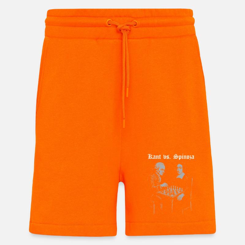Kant vs Spinoza Playing Chess Design - Shorts - made by SPREAD - SUNSET ORANGE
