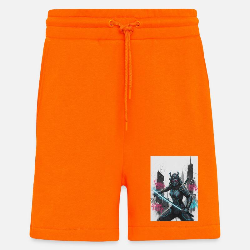Cyber Samurai Neon Blade - Short bio décontracté fabriqué en UE - SUNSET ORANGE