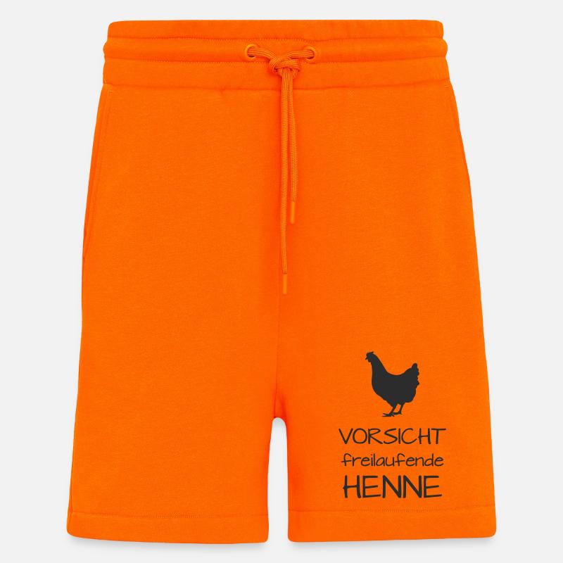 Caution hen free-range - Shorts - made by SPREAD - SUNSET ORANGE