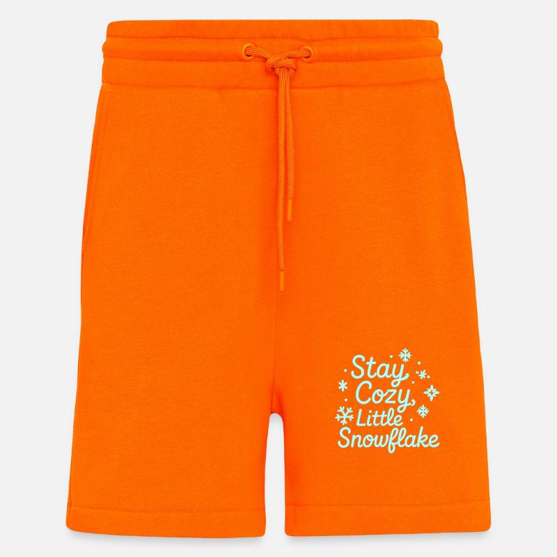 Stay Cozy Snowflake Neon Script - Shorts - made by SPREAD - SUNSET ORANGE