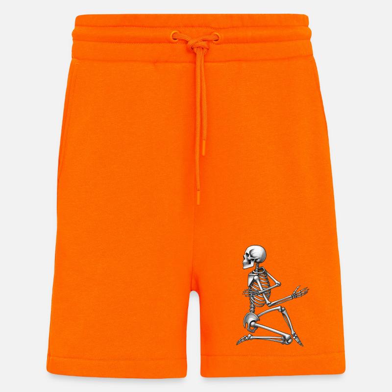 SKELETON DANCER - black & white - Short bio décontracté fabriqué en UE - SUNSET ORANGE