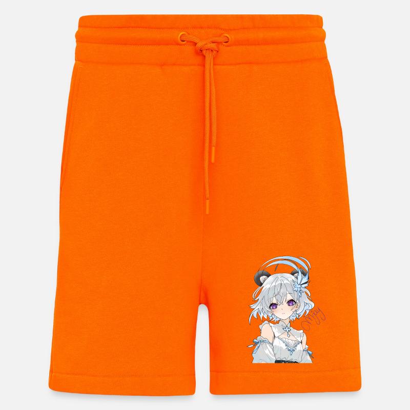 Blauweißes Anime-Mädchen mit Blüten - Shorts - made by SPREAD - SUNSET ORANGE